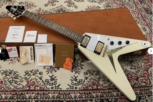 Gibson Custom Shop 58 Korina Flying V White Pickguard CLASSIC WHITE CUSTOM FINISH NEW