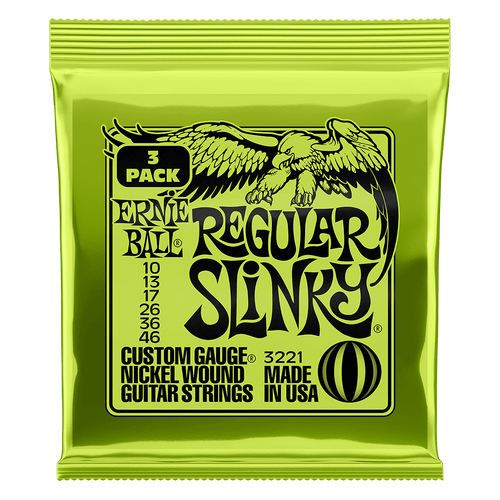 Ernie Ball Regular Slinky Nickel Wound Electric Guitar Strings 3 Pack - 10-46 Gauge - P03221