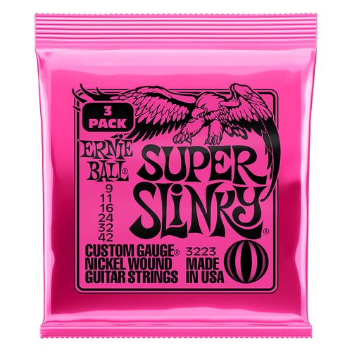 Ernie Ball Super Slinky Nickel Wound Electric Guitar Strings 3 Pack - 9-42 Gauge - P03223