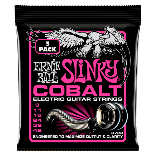 Ernie Ball Super Slinky Cobalt Electric Guitar Strings 3 Pack - 9-42 Gauge - P03723