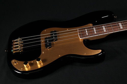 Squier 40th Anniversary Precision Bass - Gold Edition - Laurel Fingerboard - Gold Anodized Pickguard - Black 618