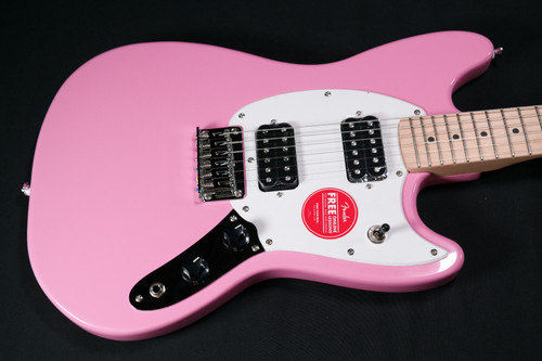 Squier Sonic Mustang HH - Maple Fingerboard - White Pickguard - Flash Pink (993)