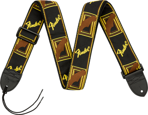 Fender Monogrammed Strap - Black/Yellow/Brown - 2''