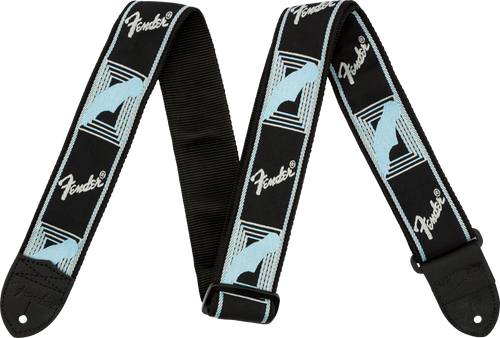 Fender Monogrammed Strap - Black/Light Grey/Blue - 2''