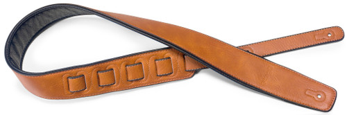 STAGG Honey-coloured padded leatherette guitar strap