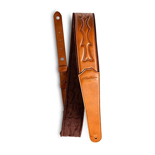 Taylor Taylor Vegan Leather Strap, Tan w/ Stitching,2.75'', Embossed Logo