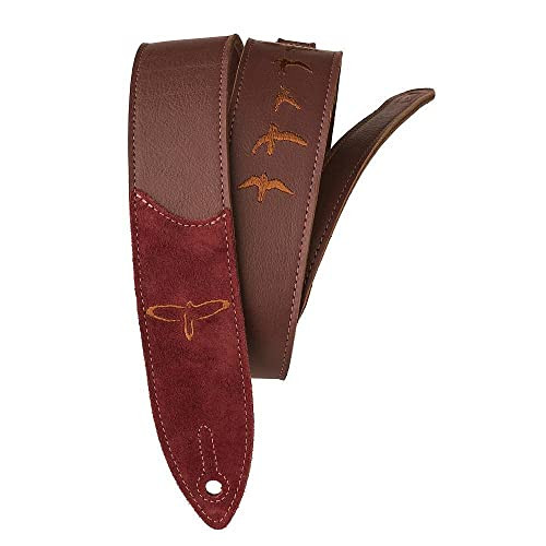 PRS Premium Leather Strap, Birds Embroidery, Burgundy