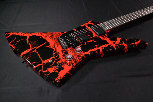 Schecter Balsac E-1 FR Electric Guitar in Black Orange Crackle 380
