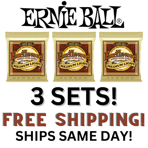 Ernie Ball Earthwood Medium Light 80/20 Bronze Acoustic Guitar Strings 3-pack, 12-54 Gauge (P03003)