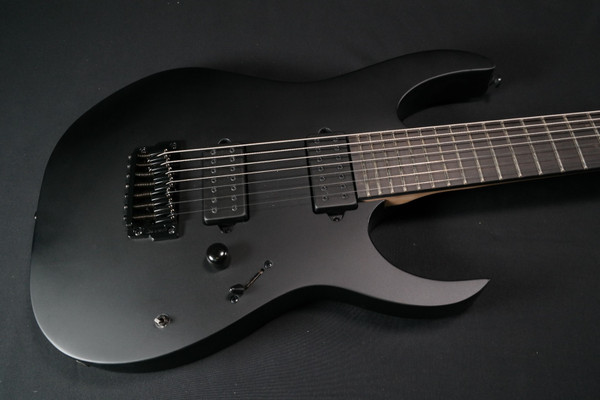 Ibanez RGIXL7BKF Iron Label Nitro RG 7-String RH Electric Guitar-Black Flat 712