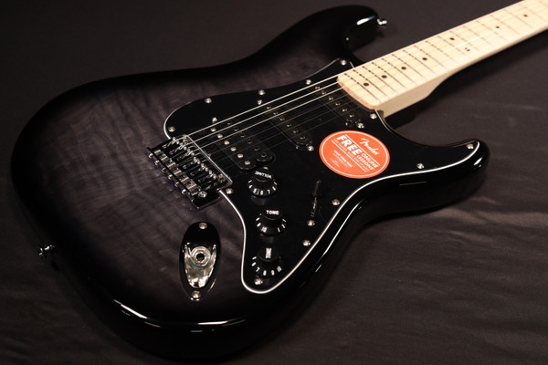 Squier Affinity Series Stratocaster FMT HSS Maple Fingerboard Black Pickguard Black Burst 433