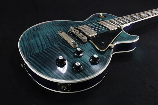 Gibson Custom Les Paul Custom Figured Electric Guitar - Nordic Blue, Heavy Aging 524