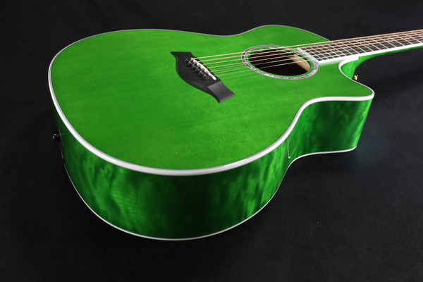 Taylor Custom Shop Black Label Grand Auditorium Spruce Top Quilt AAA Maple Back & Sides with Hardcase Transparent Green