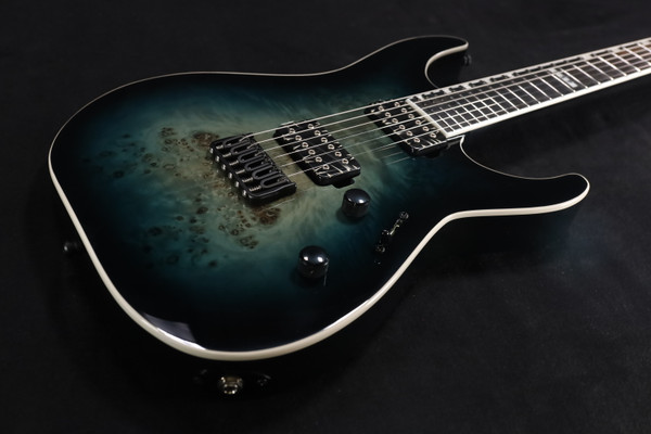 ESP-E-II M-II Burled Maple Electric Guitar - Mercury Blue Burst 253 USED MINT