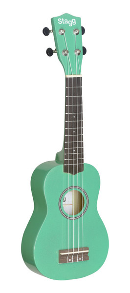 STAGG Green soprano ukulele with basswood top, in nylon gigbag