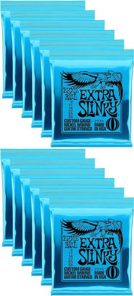 12 SETS Ernie Ball Extra Slinky Nickel Wound Electric Guitar Strings - 8-38 Gauge - 2225
