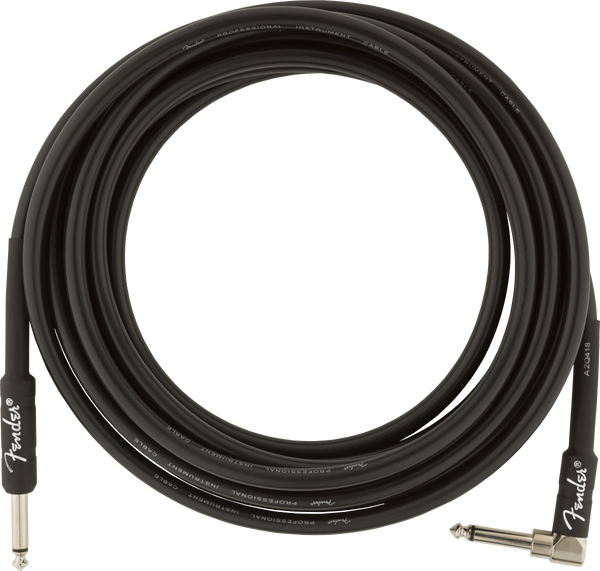Fender Professional Series Instrument Cables - Straight/Angle - 15' - Black