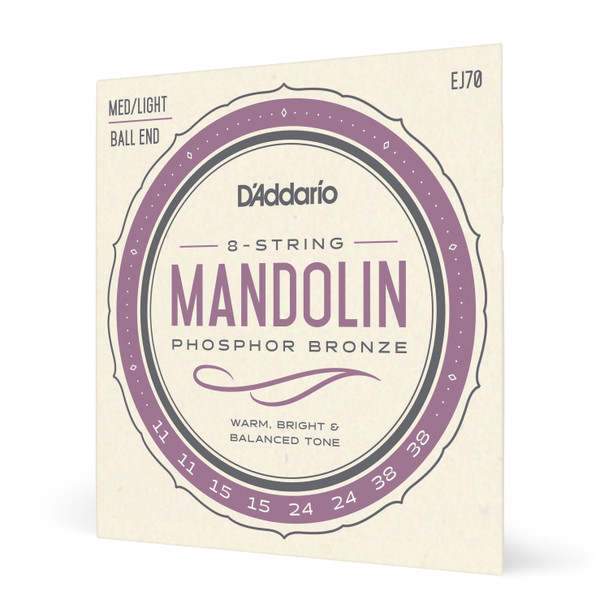 D'Addario EJ70 Phosphor Bronze Mandolin Strings, Ball End,  Medium/Light, 11-38