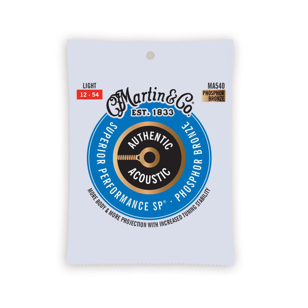 Martin MA540 Authentic Superior Performance Acoustic Guitar Strings - 92/8 Phosphor Bronze Light (10-pack)