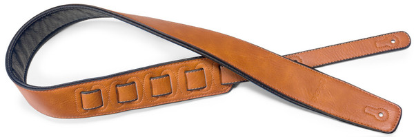 STAGG Honey-coloured padded leatherette guitar strap