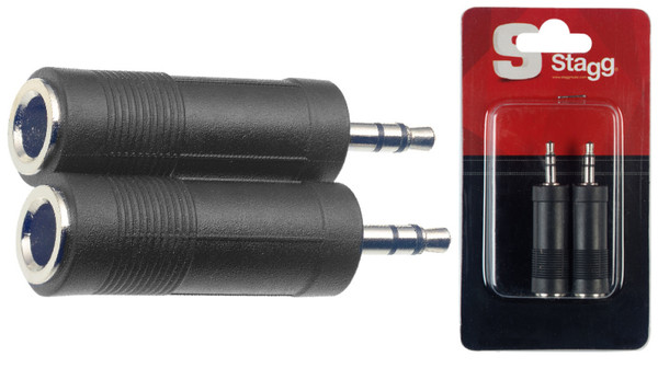 STAGG 2 x Female stereo jack/male stereo mini phone-plug adaptor in blister pack