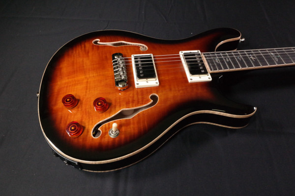 PRS SE Hollow Body II Piezo Electric Guitar - Black Gold Burst 060
