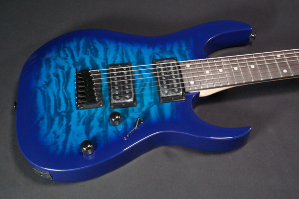Ibanez GRG7221QATBB Gio RG Series 7-String RH Electric Guitar-Transparent Blue Burst grg-7221-qa-tbb 915
