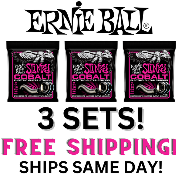 3 SETS Ernie Ball Super Slinky Cobalt Electric Guitar Strings - 9-42 Gauge - 2723