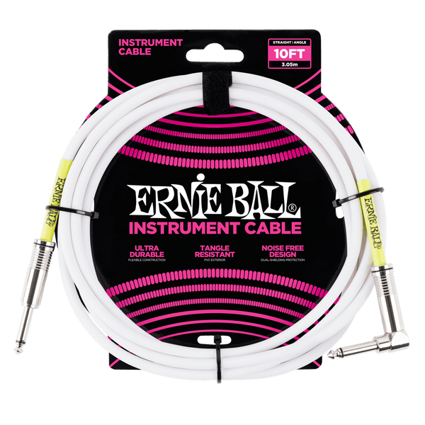 Ernie Ball 10' Straight / Angle Instrument Cable - White   - P06049