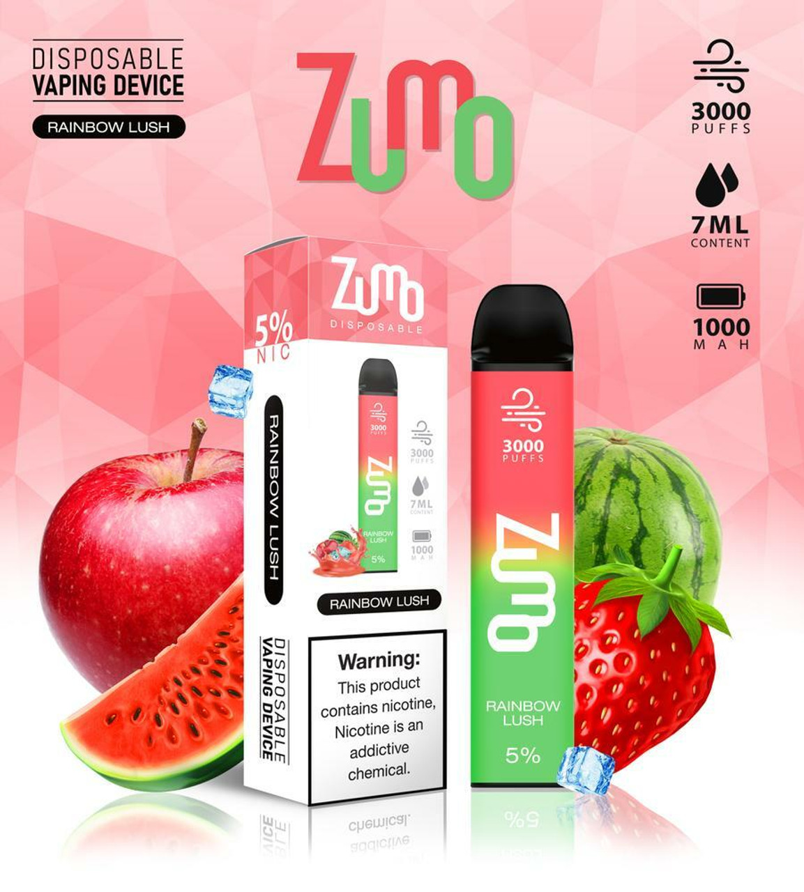 ZUMO 5% NIC DISPOSABLE VAPE 7ML (3000 PUFFS)