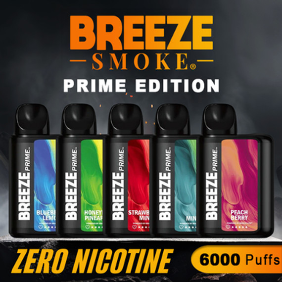 BREEZE SMOKE PRIME EDITION (ZERO NICOTINE) DISPOSABLE VAPE 10ML 6000 PUFFS