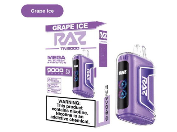 RAZ TN9000 12ML 9000 PUFFS DISPOSABLE VAPE (GRAPE ICE - FLAVOR)