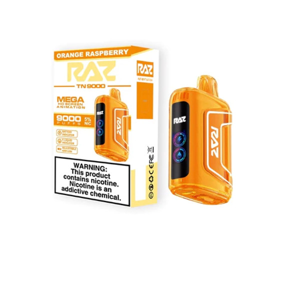 RAZ TN9000 12ML 9000 PUFFS DISPOSABLE VAPE (ORANGE RASPBERRY - FLAVOR)