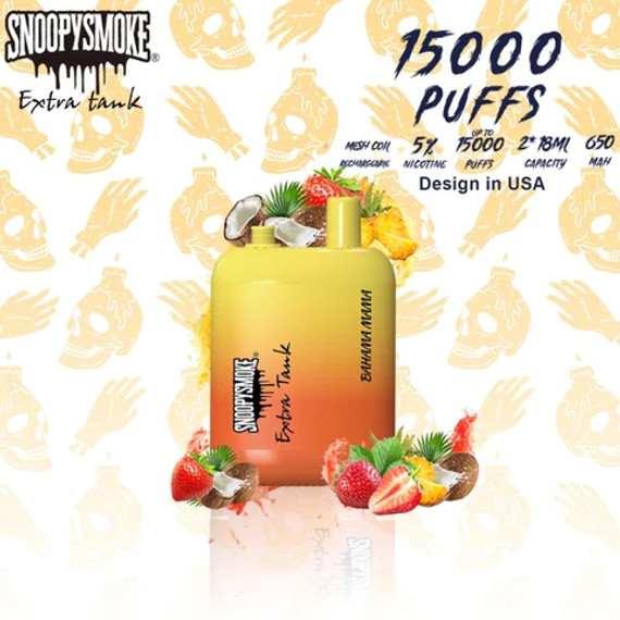 SNOOPY SMOKE EXTRA TANK 15000 PUFFS DISPOSABLE VAPE (BAHAMA MAMA - FLAVOR)