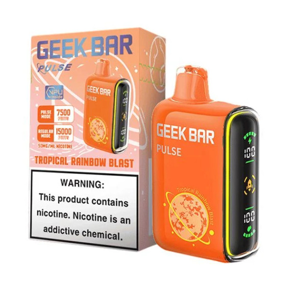 GEEK BAR PULSE 16ML 15000 PUFFS RECHARGEABLE DISPOSABLE VAPE (TROPICAL RAINBOW BLAST - FLAVOR)