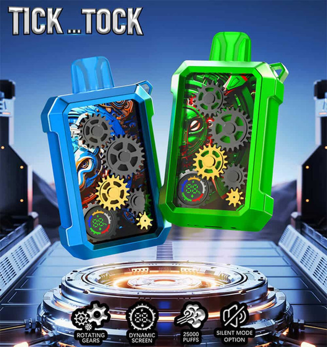 TICK TOCK 16ML 25,000 PUFFS DISPOSABLE VAPE WITH ROTATING GEARS AND DYNAMIC SCREEN