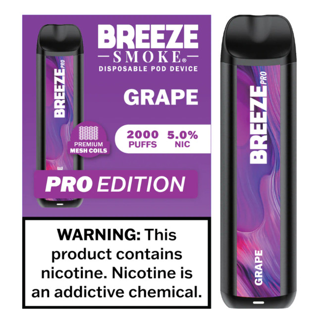 BREEZE SMOKE PRO 5% DISPOSABLE VAPE 6ML 2000 PUFFS