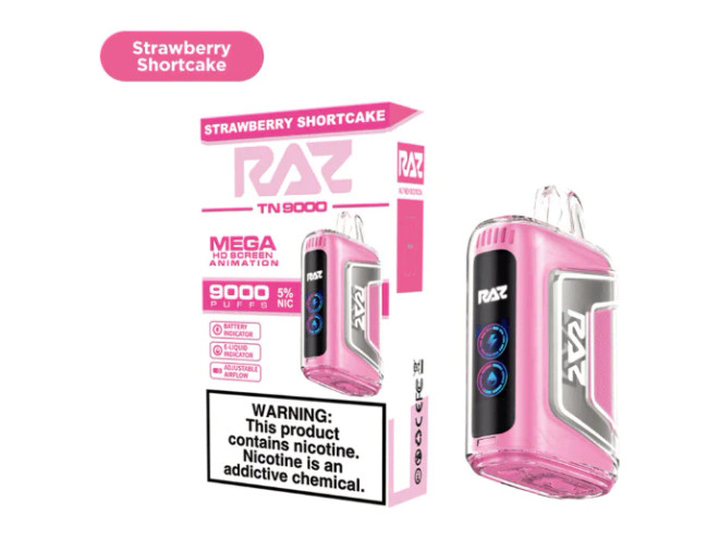 RAZ TN9000 12ML 9000 PUFFS DISPOSABLE VAPE (STRAWBERRY SHORTCAKE - FLAVOR)