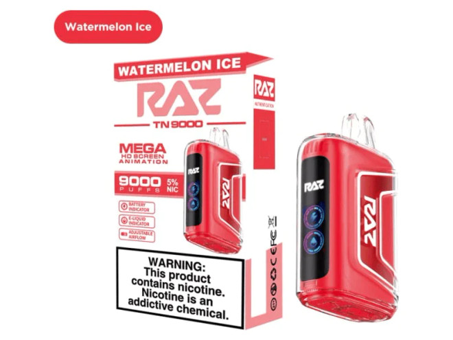 RAZ TN9000 12ML 9000 PUFFS DISPOSABLE VAPE (WATERMELON ICE - FLAVOR)