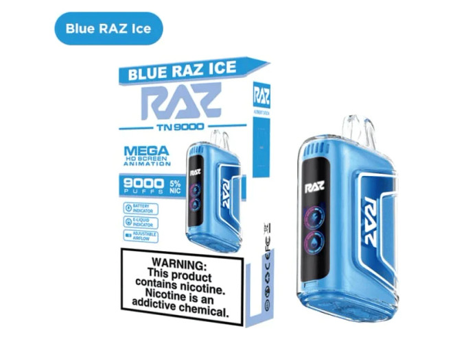 RAZ TN9000 12ML 9000 PUFFS DISPOSABLE VAPE (BLUE RAZZ ICE - FLAVOR)