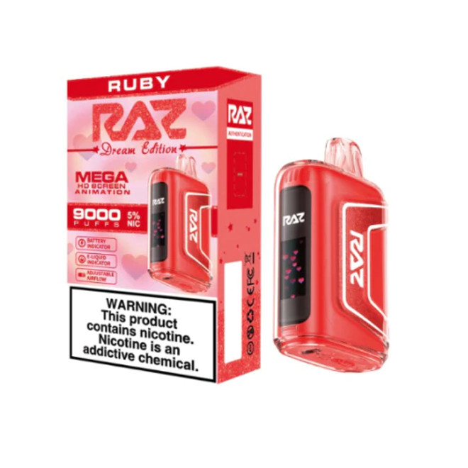 RAZ TN9000 12ML 9000 PUFFS DISPOSABLE VAPE (RUBY - CHERRY STRAWBERRY RASPBERRY - FLAVOR)