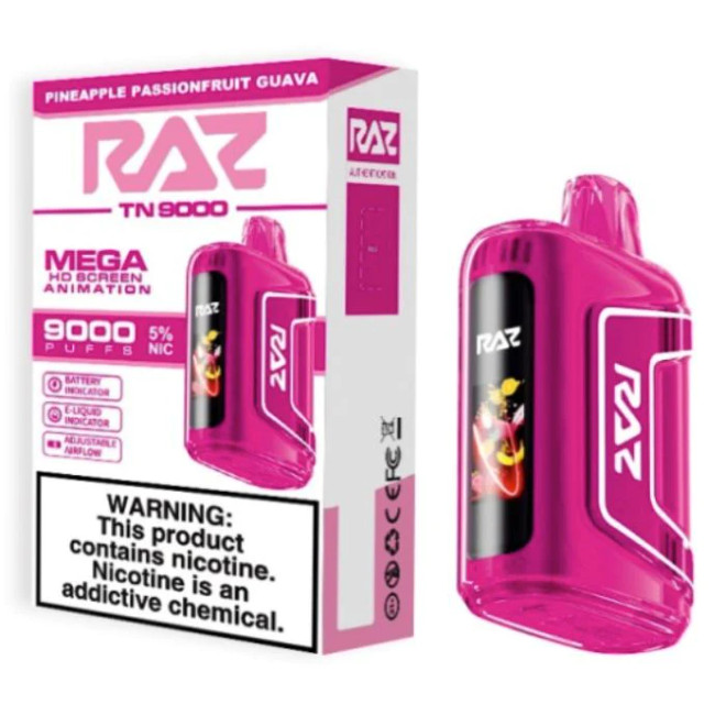 RAZ TN9000 12ML 9000 PUFFS DISPOSABLE VAPE (PINEAPPLE PASSIONFRUIT GUAVA - FLAVOR)