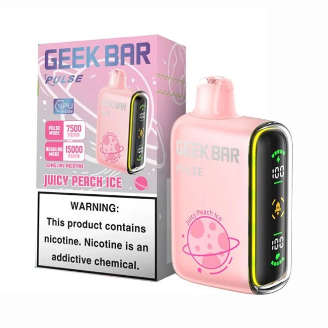 GEEK BAR PULSE 16ML 15000 PUFFS RECHARGEABLE DISPOSABLE VAPE (JUICY PEACH ICE - FLAVOR)