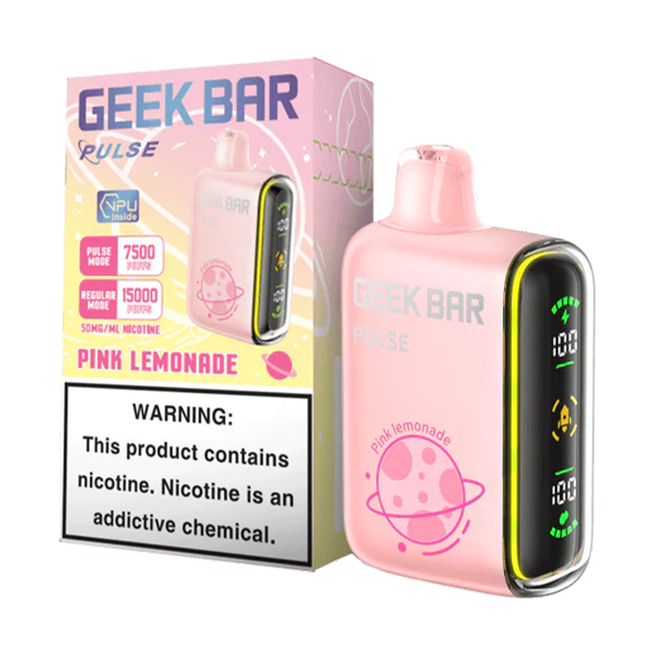 GEEK BAR PULSE 16ML 15000 PUFFS RECHARGEABLE DISPOSABLE VAPE (PINK LEMONADE - FLAVOR)