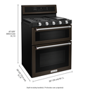 Kitchenaid® 30-Inch 5 Burner Gas Double Oven Convection Range KFGD500EBS