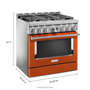 KitchenAid® 36'' Smart Commercial-Style Gas Range with 6 Burners KFGC506JSC