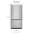 Kitchenaid® 22 cu.ft. 33-Inch Width Full Depth Non Dispense Bottom Mount Refrigerator KRBL102ESS