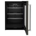 Kitchenaid® 24 Undercounter Refrigerator with Glass Door and Shelves with Metallic Accents and PrintShield™ Finish KURR314KBS