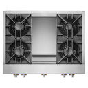 Jennair® 36" RISE™ Gas Professional-Style Rangetop with Chrome-Infused Griddle JGCP536HL
