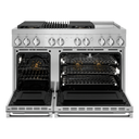 Jennair® NOIR™ 48 Dual-Fuel Professional-Style Range with Chrome-Infused Griddle and Grill JDRP748HM